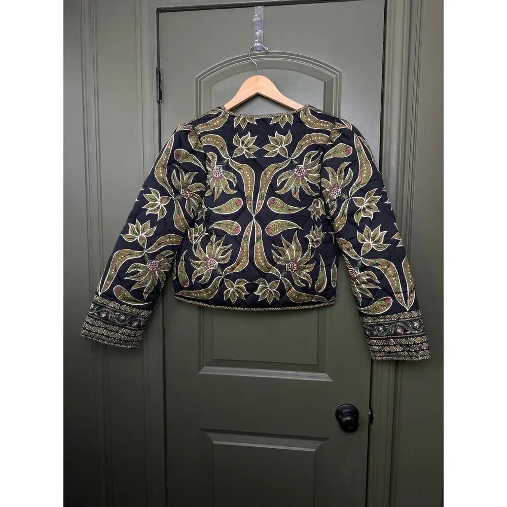NWT Omika LIghtweight Quilted Finley Floral Jacket Alexia Onyx Black Green Large - Picture 7 of 8